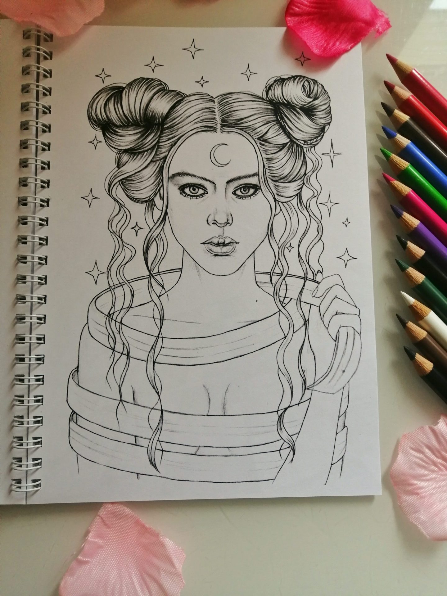 Digital coloring page "Gothic Beauty" 2 Digital coloring page "Gothic Beauty" - Image 2