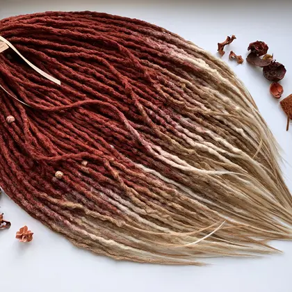 Fire dreadlocks, ombre from red in blond set dreads