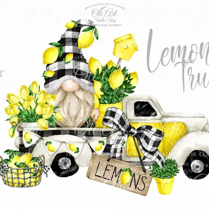 Lemon gnome truck, digital design, digital graphics