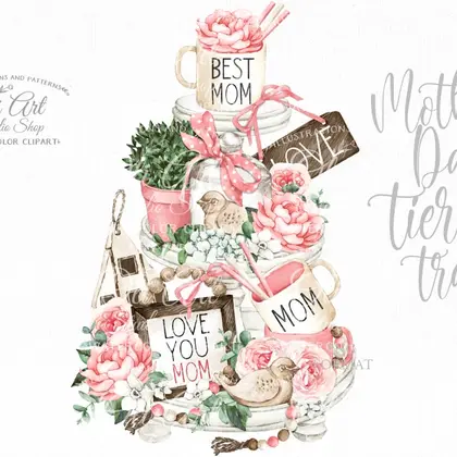 Tiered tray design, Mother's Day, png file, printable art