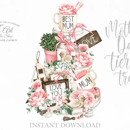 Tiered tray design, Mother's Day, png file, printable art
