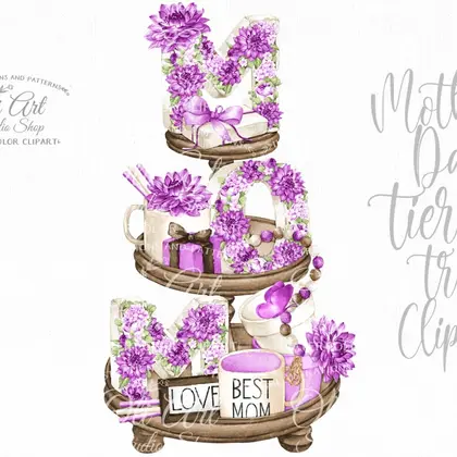 Tiered tray design, Mother's Day, png file printable art