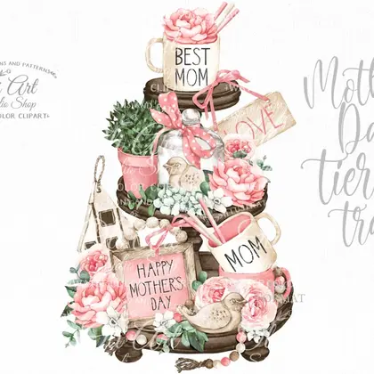 Tiered tray design, Mother's Day, png file, printable art