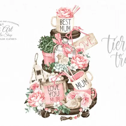 Tiered tray design, Mother's Day, png file, printable art