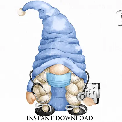 Nurse gnome clip art, doctor, medical, digital download