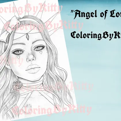 Greyscale coloring page "Angel of Love"