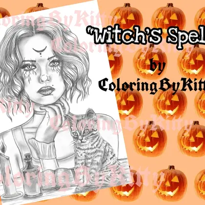 Digital coloring page "Witch's Spell"