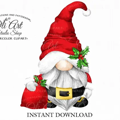 Christmas Digital Clipart. Santa Claus gnome.