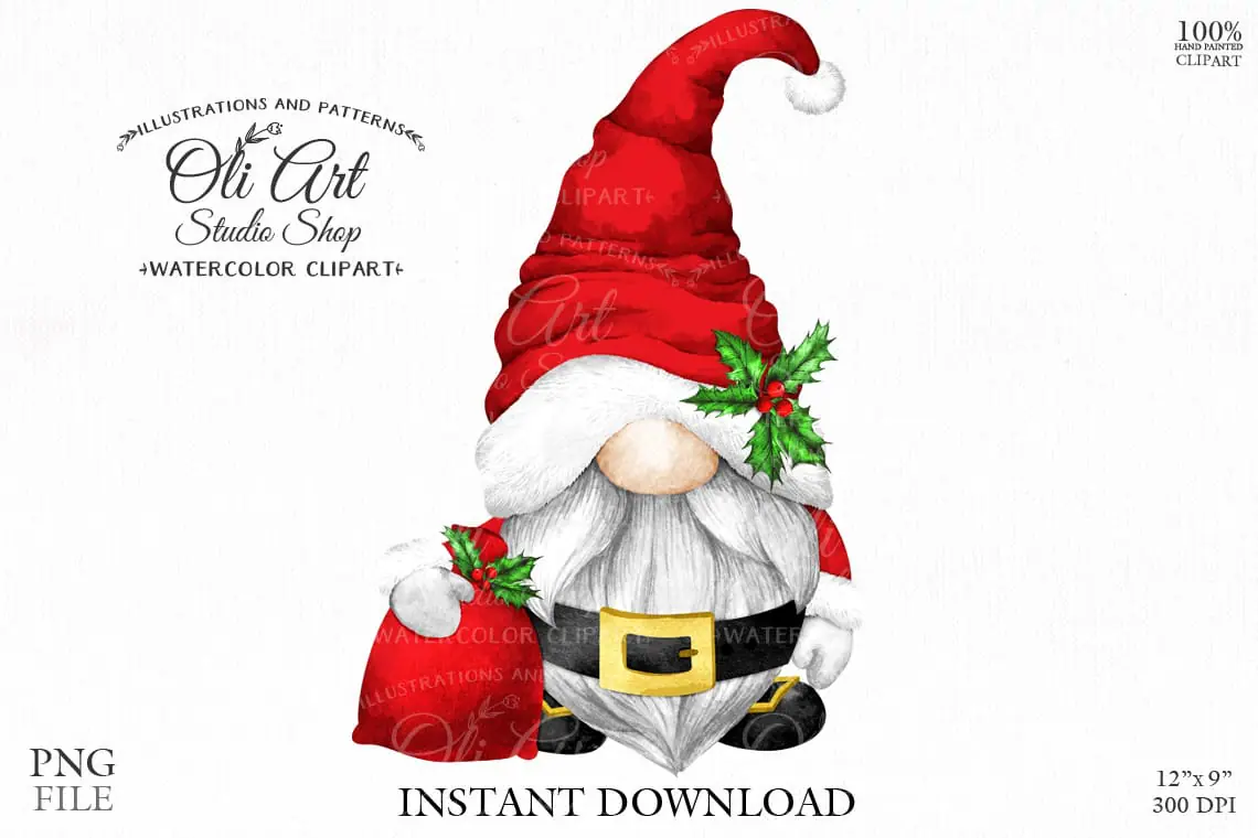 Christmas Digital Clipart. Santa Claus gnome. 1 Christmas Digital Clipart. Santa Claus gnome.