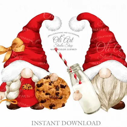 Christmas gnome clipart png, Santa’s Milk and cookies