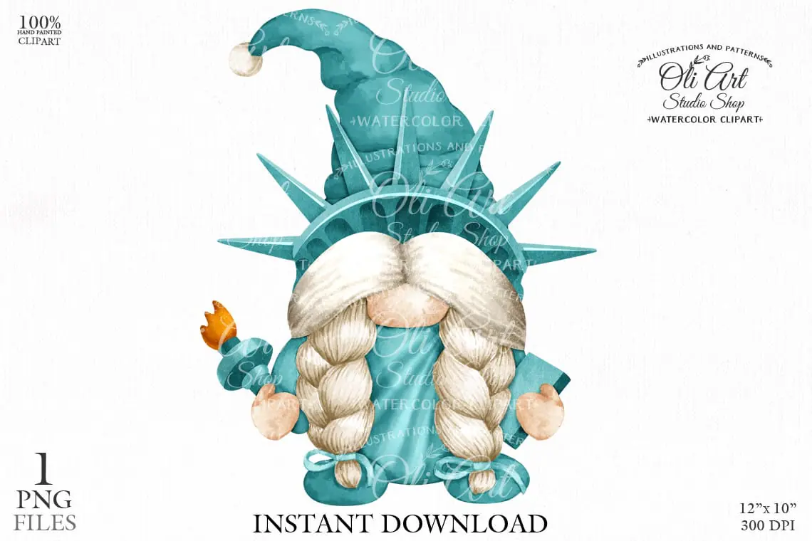 Statue of Liberty Gnome, New York digital clipart 1 Statue of Liberty Gnome, New York digital clipart