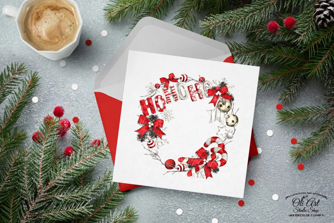 Сhristmas wreath clipart. Happy holidays. Xmas clip art. 2 Сhristmas wreath clipart. Happy holidays. Xmas clip art. - Image 2