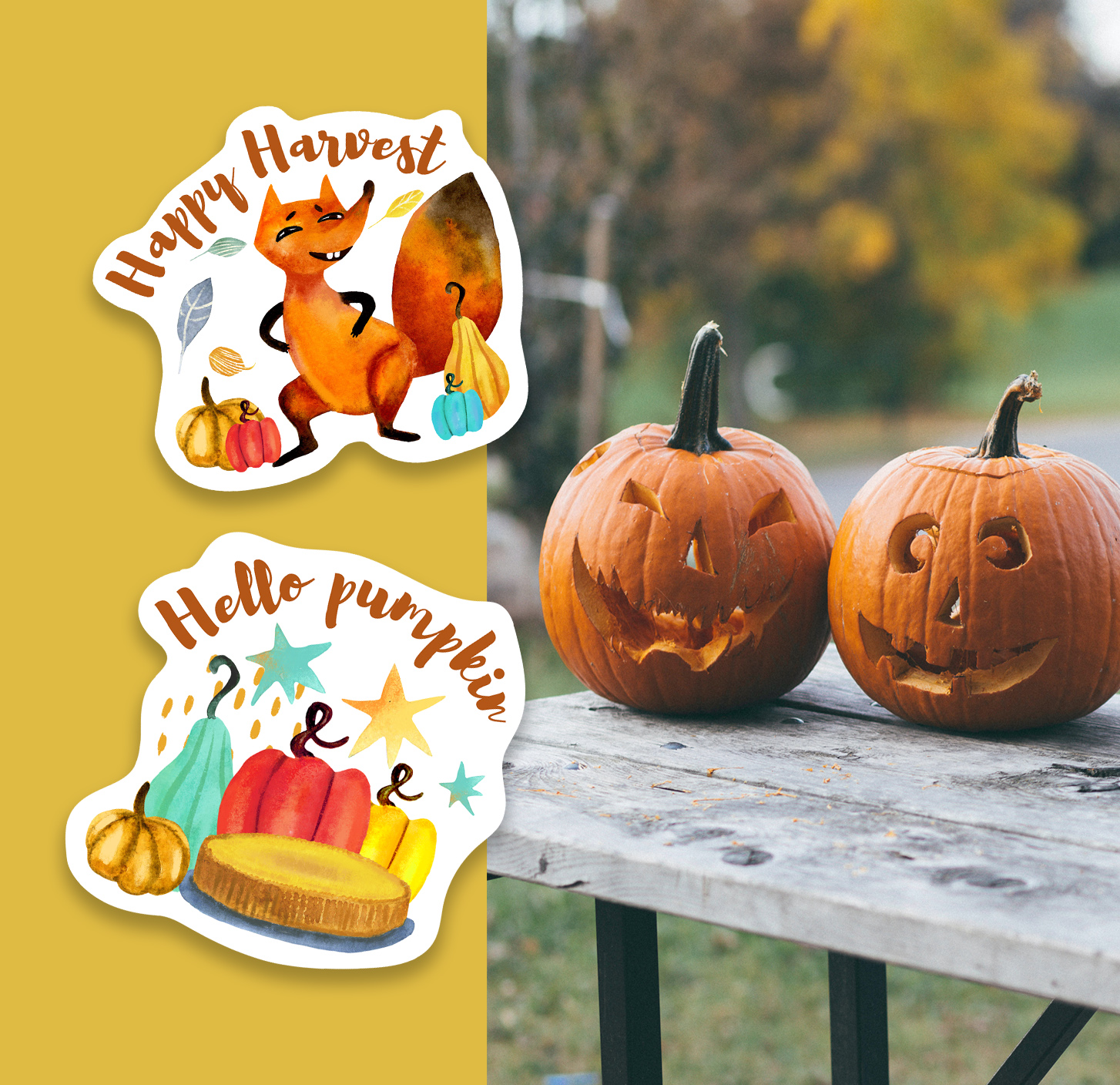 Watercolor autumn funny characters fox rabbit stickers 20 png 5 laptop stickers for college students