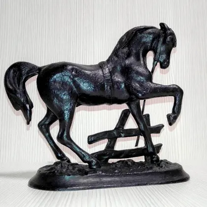 Vintage Cast Iron Statuette Horse.Antique Statuette Playing horse