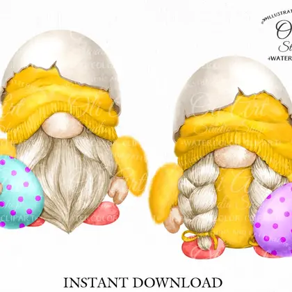 Chick gnome, Easter Gnomes, digital clipart png, сute characters