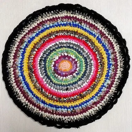 Knitted Handmade Round Rag Rug.Russian Country style.Rustic decor