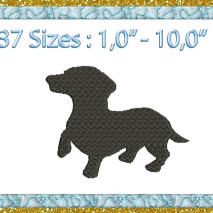 Dachshund silhouette embroidery design