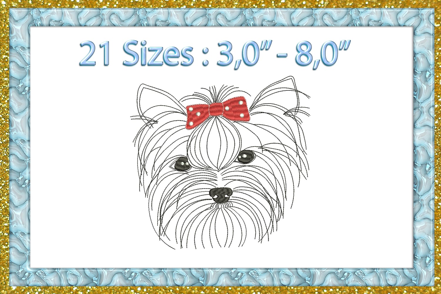 Yorkshire terrier bow machine Embroidery design Instant Download 1 Yorkshire terrier bow machine Embroidery design Instant Download