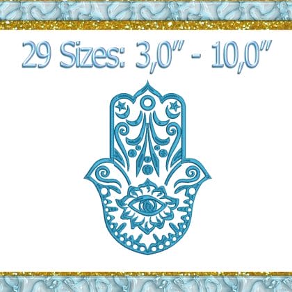Hamsa machine embroidery design