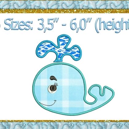 Whale Applique machine embroidery design