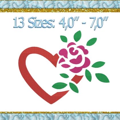 Heart Flower machine embroidery