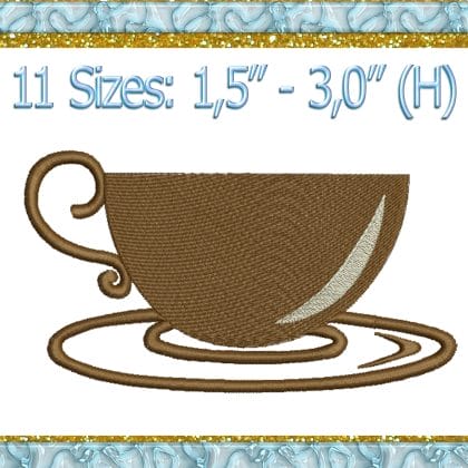 Сoffee cup embroidery design