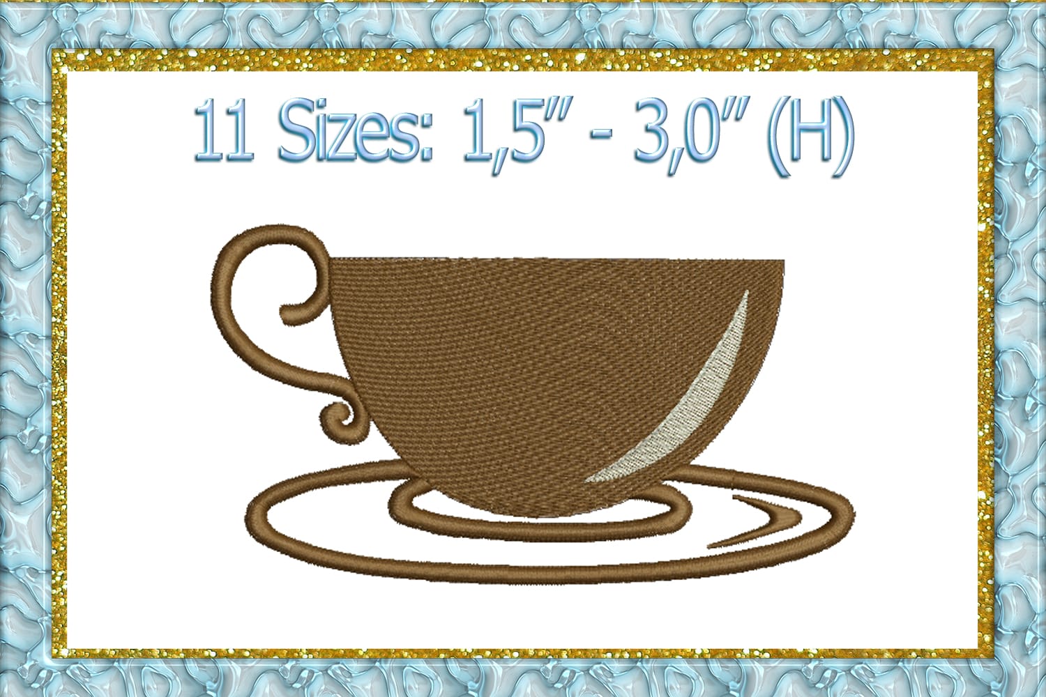 Cup of coffee embroidery 1 Сoffee cup embroidery design