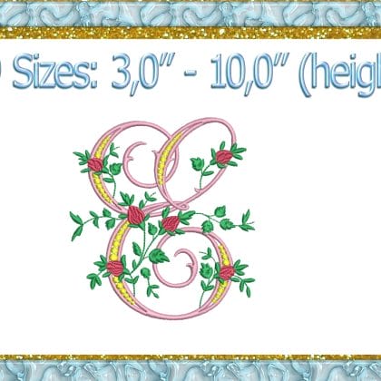 Letter E machine embroidery design