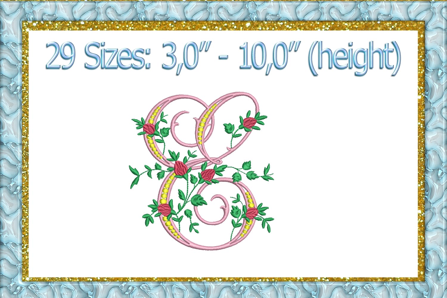 Letter E machine embroidery design 1 Letter E machine embroidery design