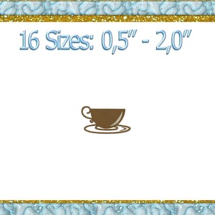 Mini coffee cup embroidery design