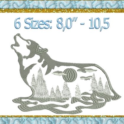 Wolf Embroidery Design