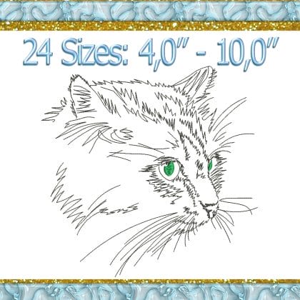 Cat Face machine embroidery design