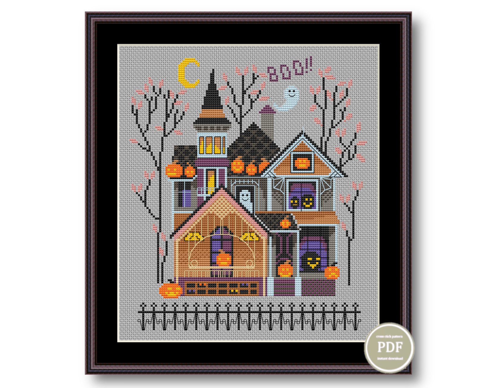 Cross Stitch Sampler Halloween Haunted House Pumpkins Pdf File 201 3 Cross Stitch Sampler Halloween Haunted House Pumpkins Pdf File 201 - Image 3
