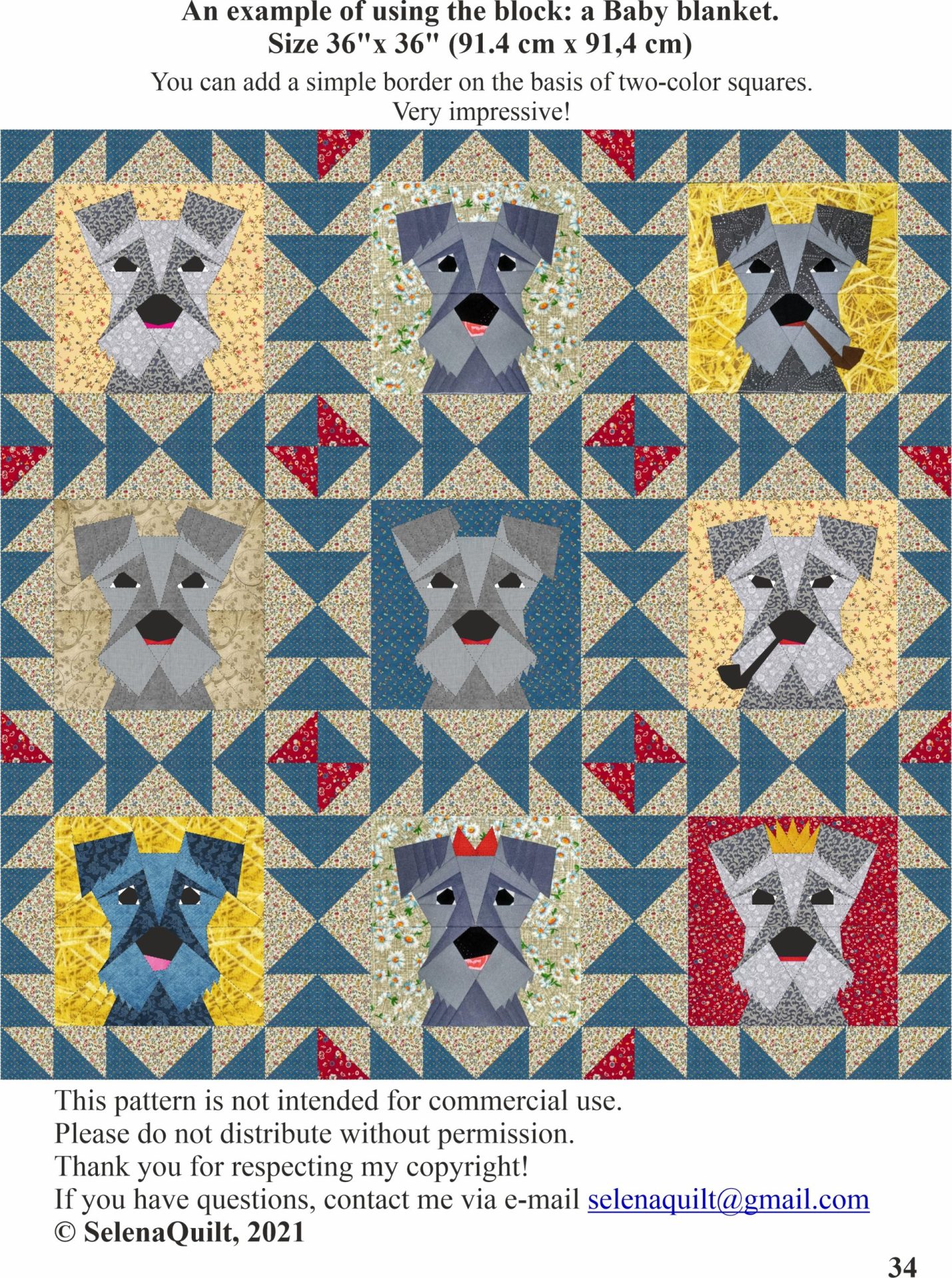 Miniature schnauzer quilt block PDF pattern # 2 Paper Piecing 7 Miniature schnauzer quilt