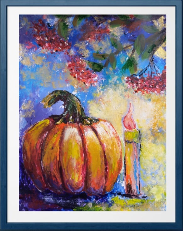 Halloween Pumpkin Painting 12*16" Autumn Rowan by Yalozik 3 Halloween Pumpkin Painting 12*16" Autumn Rowan by Yalozik - Image 3