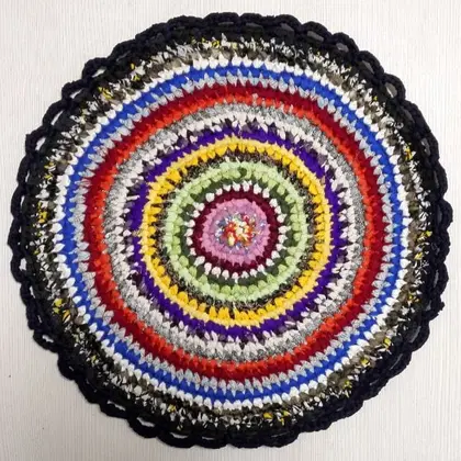 Handmade Round Rag Rug. Russian Country style. Rustic decor USSR