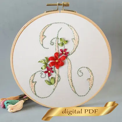 Floral alphabet letter R
