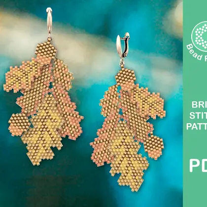 oak leaves btick stitch earrings