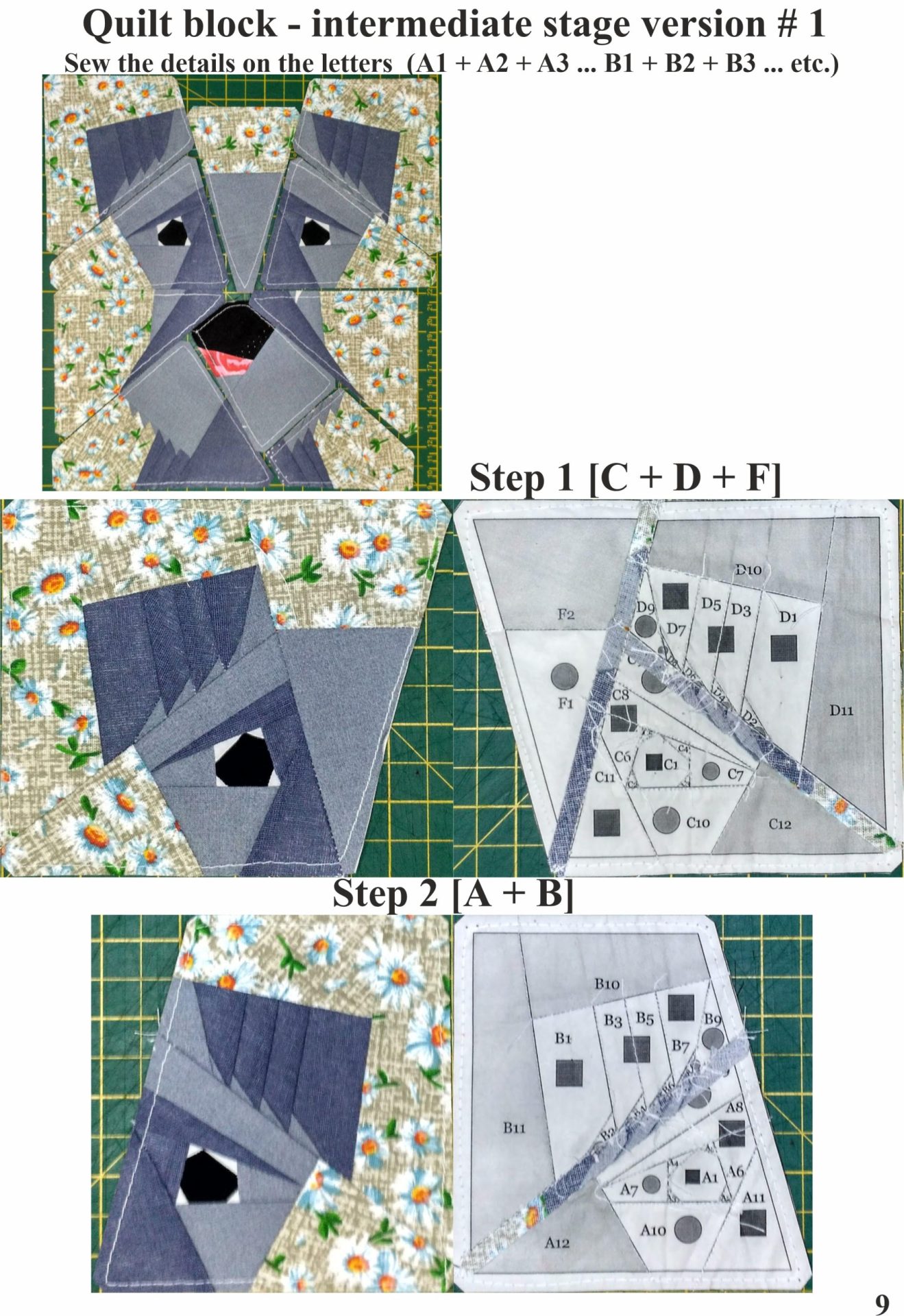 Miniature schnauzer quilt block PDF pattern # 2 Paper Piecing 3 Miniature schnauzer quilt