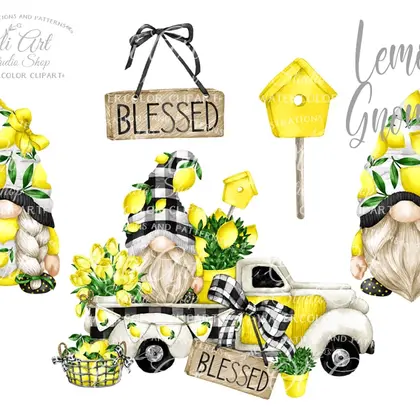 Lemons, gnome truck, blessed, digital design, digital graphics