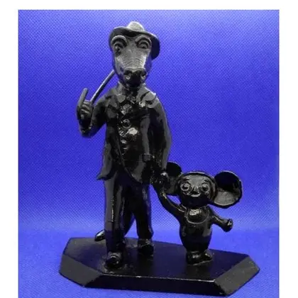 Vintage figurine Cheburashka and Crocodile Gena.Antique Statuette
