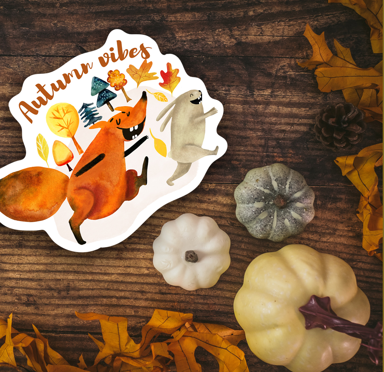 Watercolor autumn funny characters fox rabbit stickers 20 png 8 thanksgiving-watercolor-images