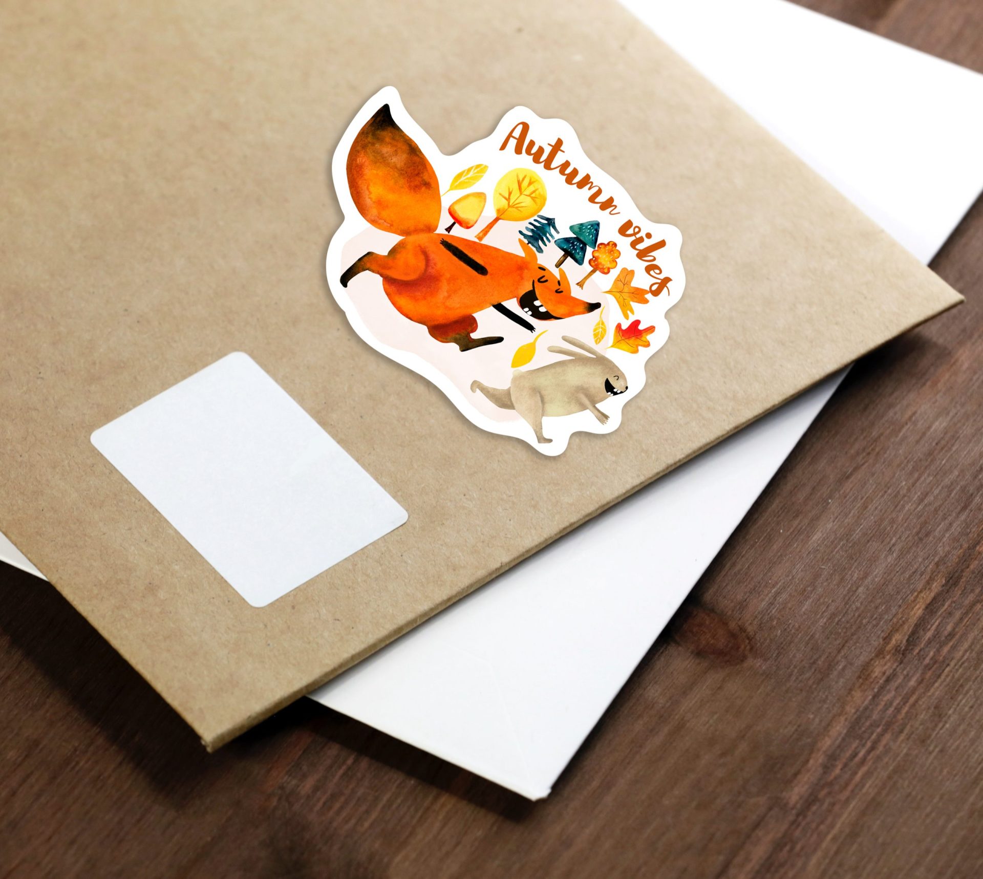 Watercolor autumn funny characters fox rabbit stickers 20 png 9 watercolor-fall-sticker-pack
