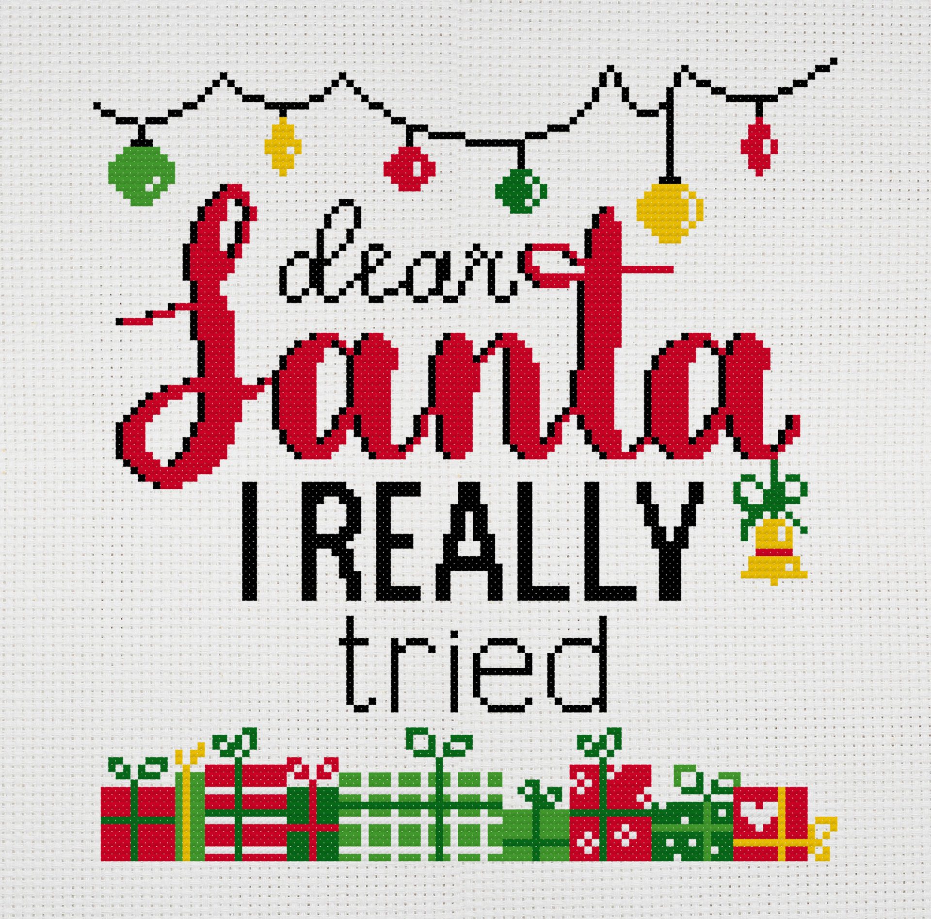 Funny Christmas cross stitch pattern PDF 2. 6 santa i really tried cross stitch pattern PDF