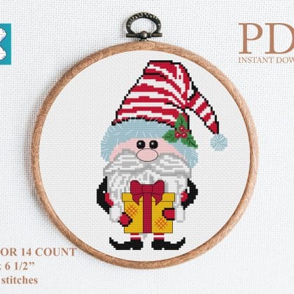 Christmas gnome 2 cross stitch pattern
