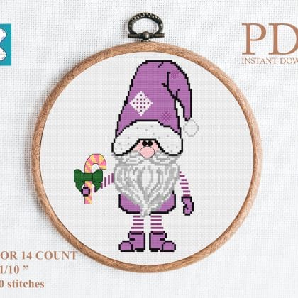 Christmas gnome 5 cross stitch pattern