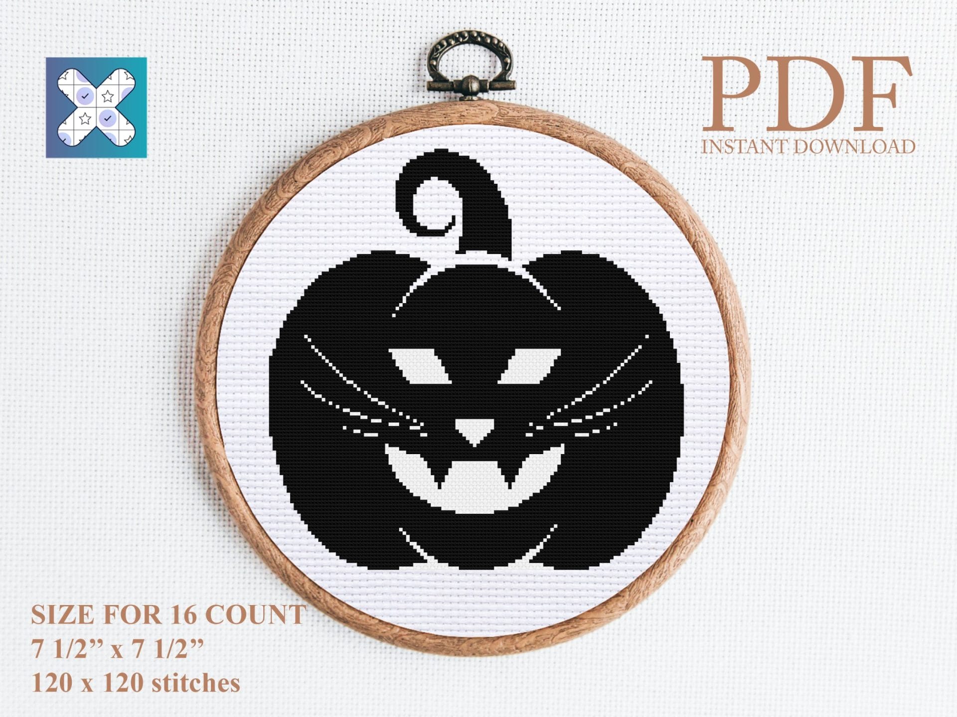 Cute halloween pumpkin cat cross stitch pattern 1 Cute halloween pumpkin cat cross stitch pattern
