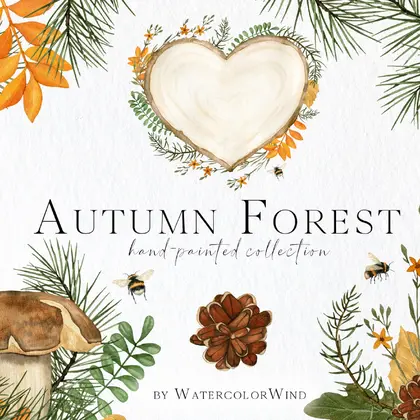 fall forest mushrooms clipart