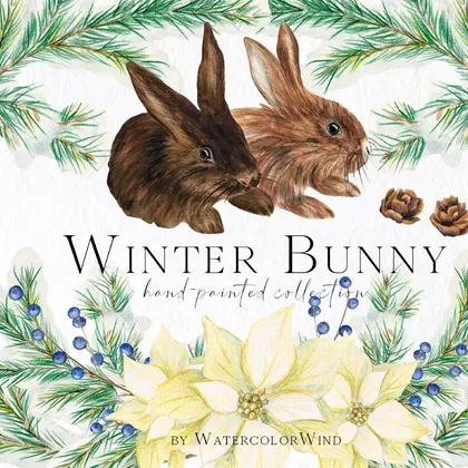 Watercolor bunny rabbit illustration