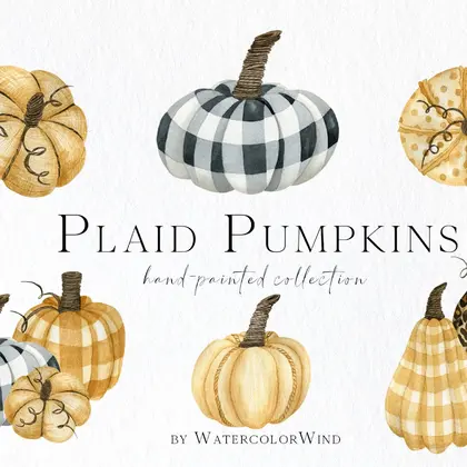 Plaid pumpkins clip art